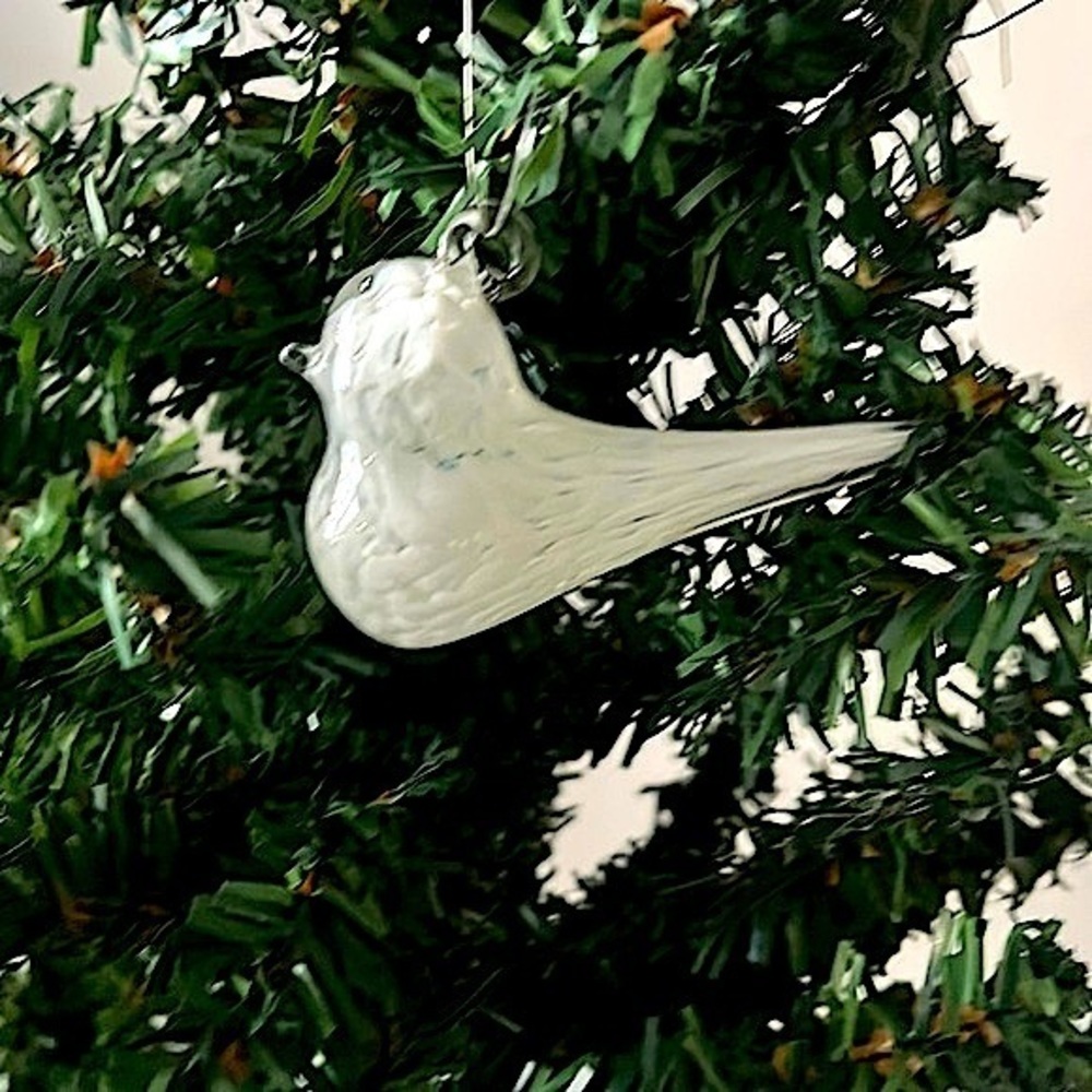 Crate & Barrel Glass White Dove Ornament